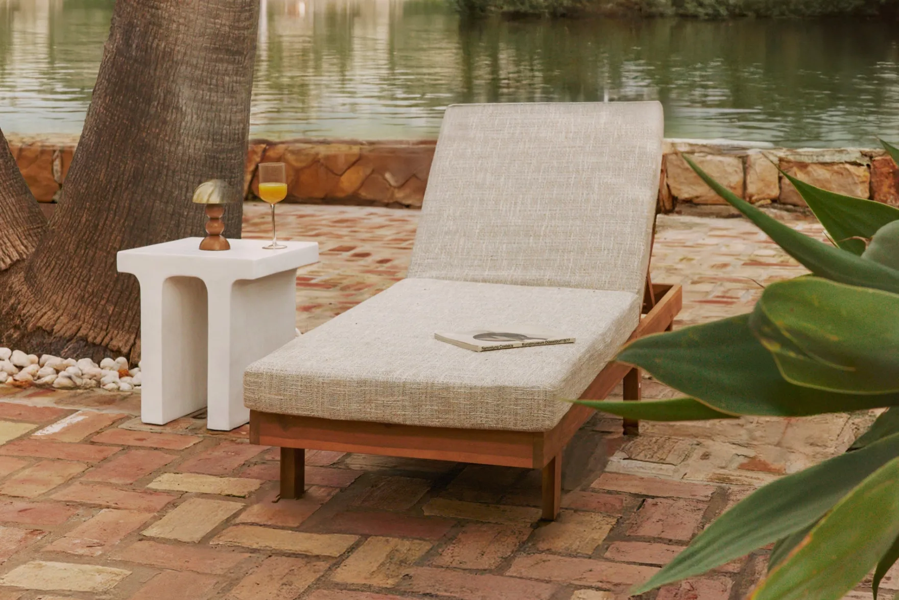 Bain de soleil, Beige etna & bois d'acacia, L200 Bali