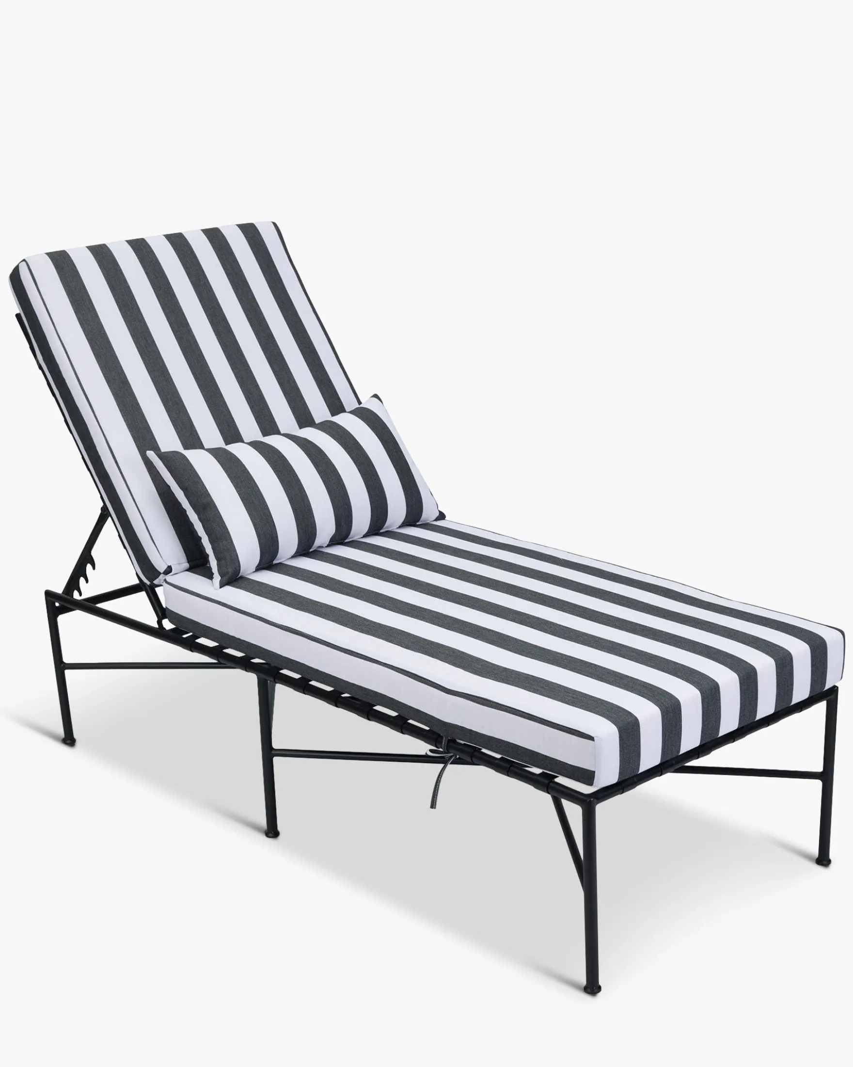 Bain de soleil, Tissu waterproof noir-blanc & métal noir, L198 Bel Air
