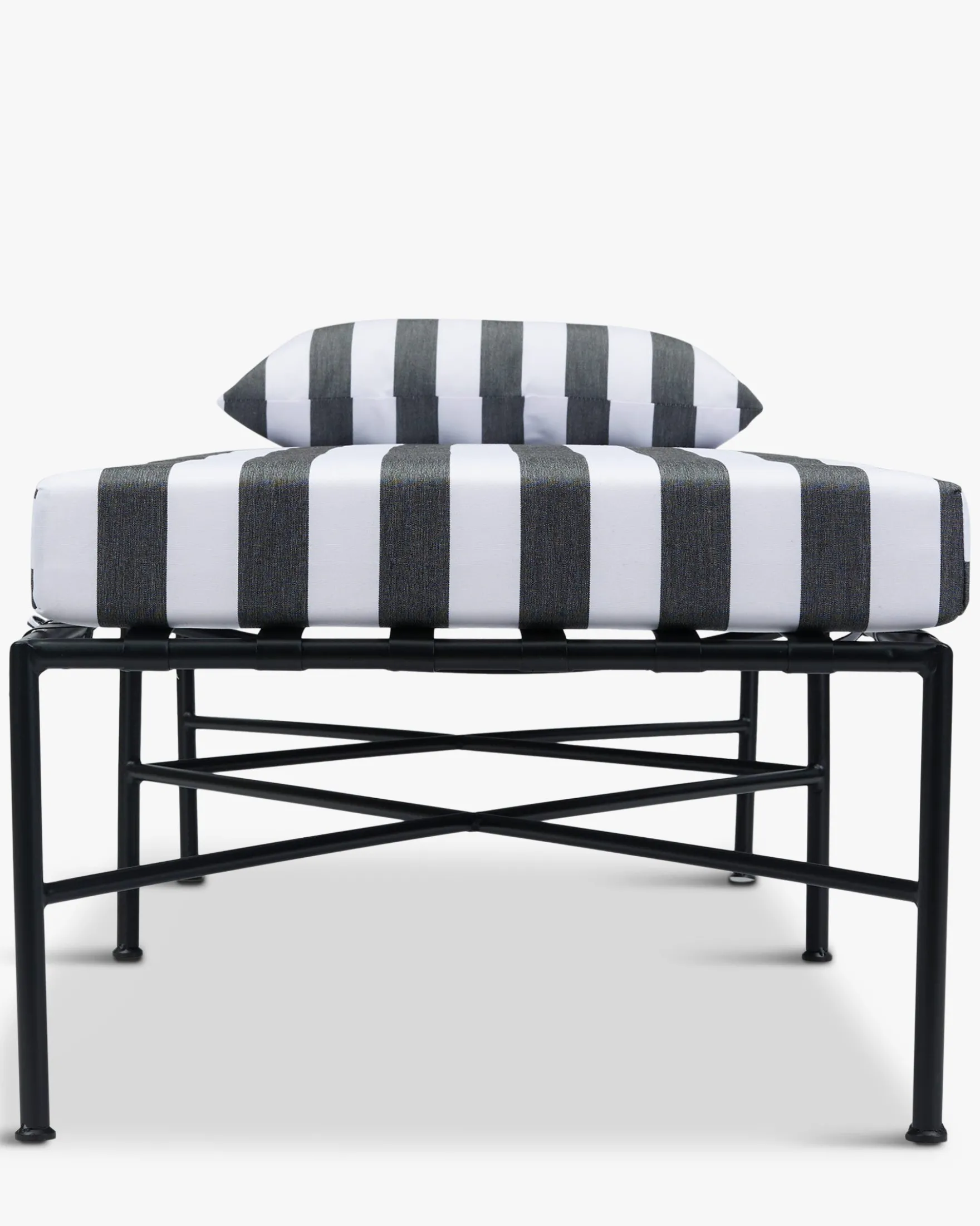 Bain de soleil, Tissu waterproof noir-blanc & métal noir, L198 Bel Air