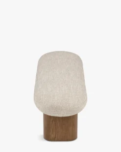 Banc, Tweed chenillé beige & Frêne massif teinte noyer, L132.5 Popa