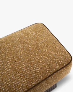 Banc, Tweed ligné marron dorée beige & Bois teinté noyer, L121 Ambery