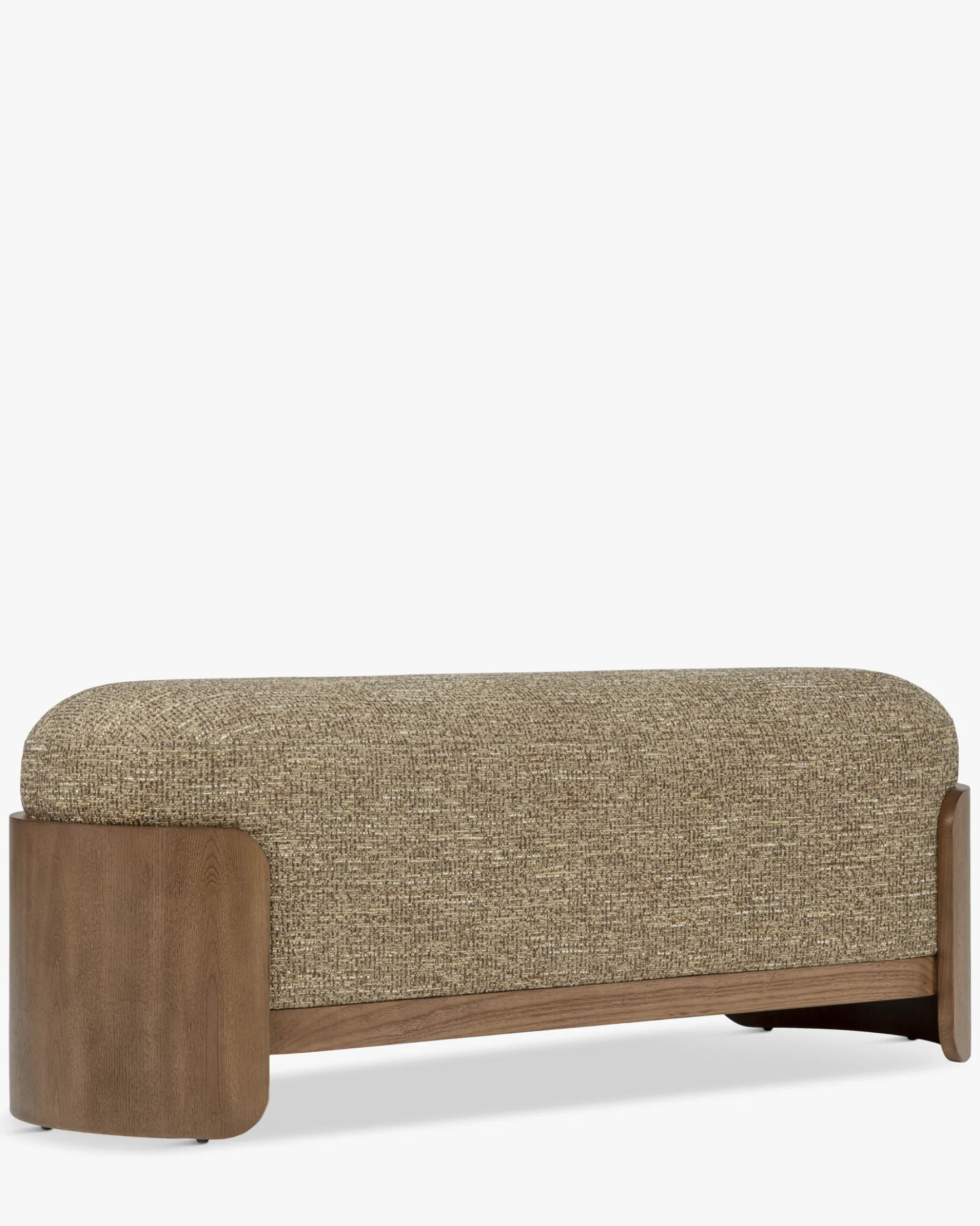Banc, Tweed marron écorce & Frêne teinte noyer, L120 Elipse