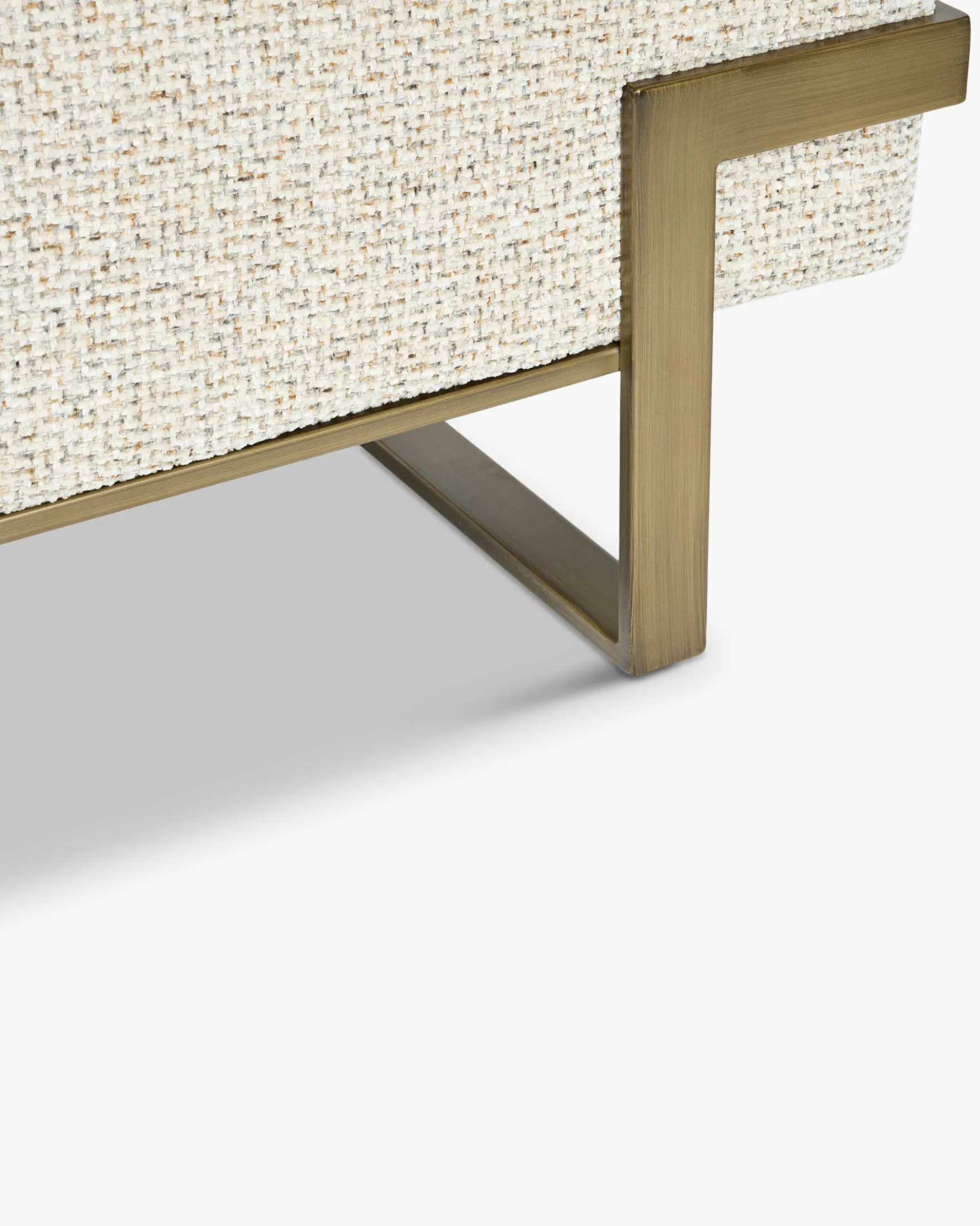 Banc, Tweed moucheté marron & métal doré, L142 Vertigo