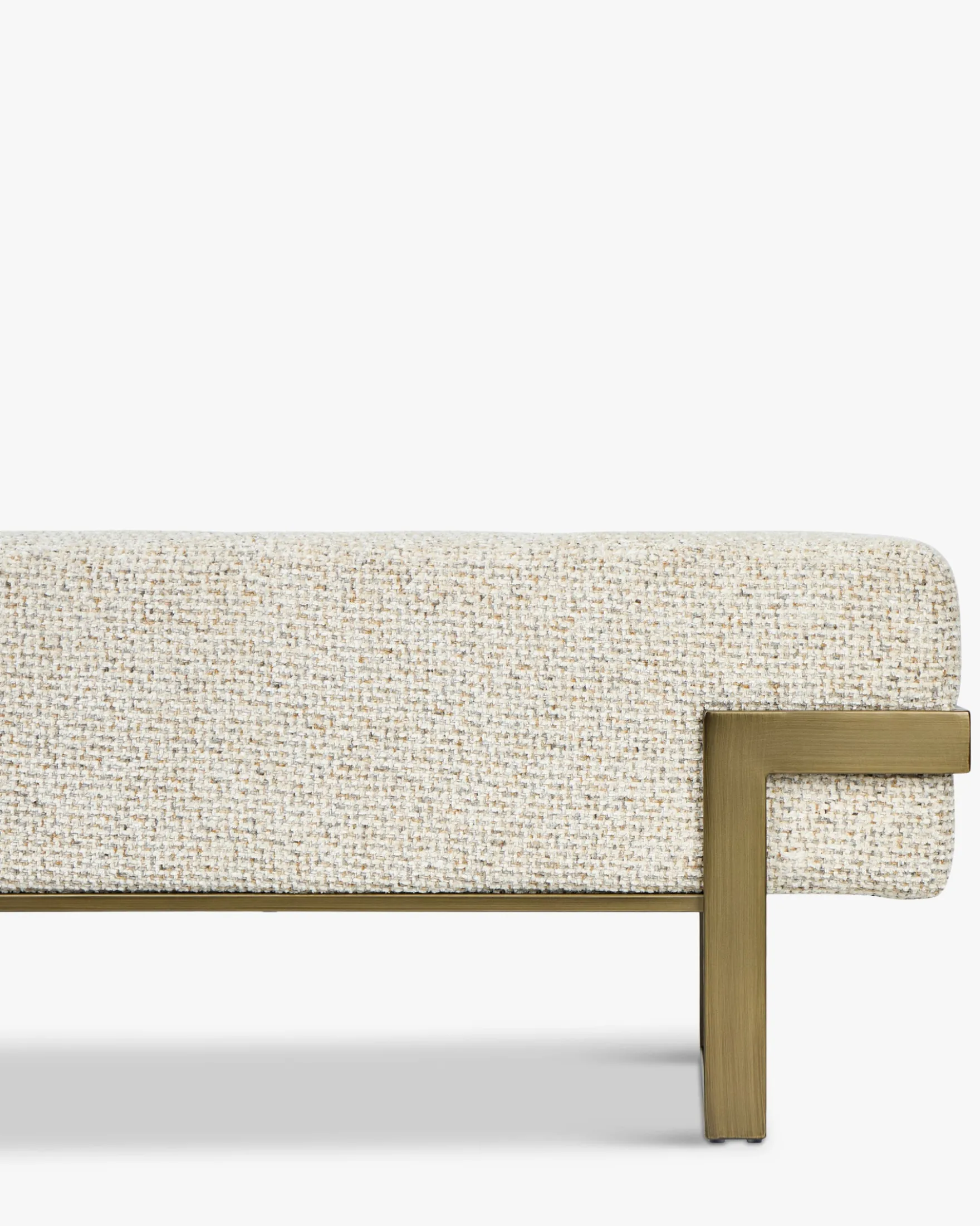 Banc, Tweed moucheté marron & métal doré, L142 Vertigo