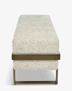 Banc, Tweed moucheté marron & métal doré, L142 Vertigo