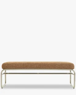 Banc, Tweed rouge rouille et beige, acier chromé, L135 Kyra