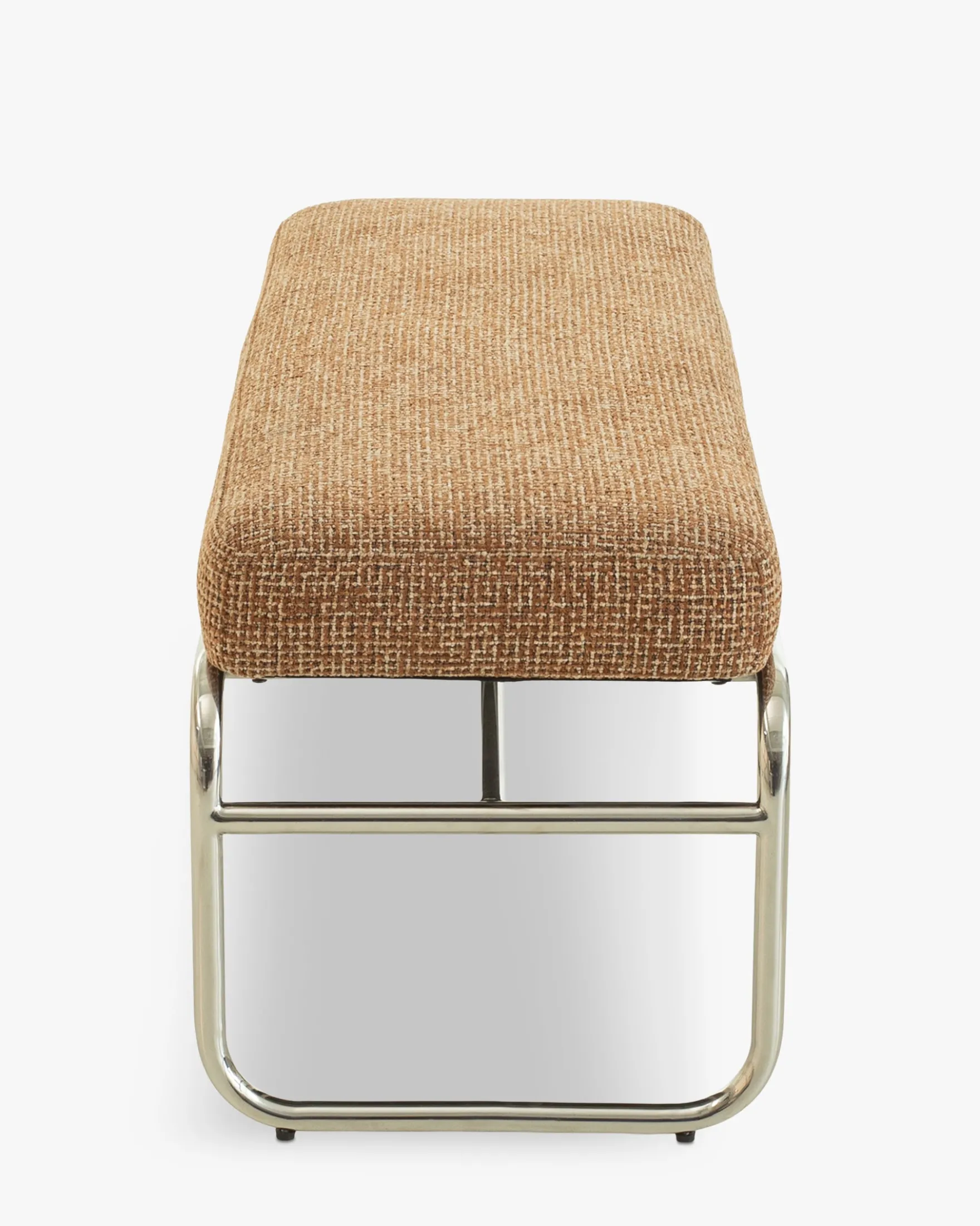 Banc, Tweed rouge rouille et beige, acier chromé, L135 Kyra