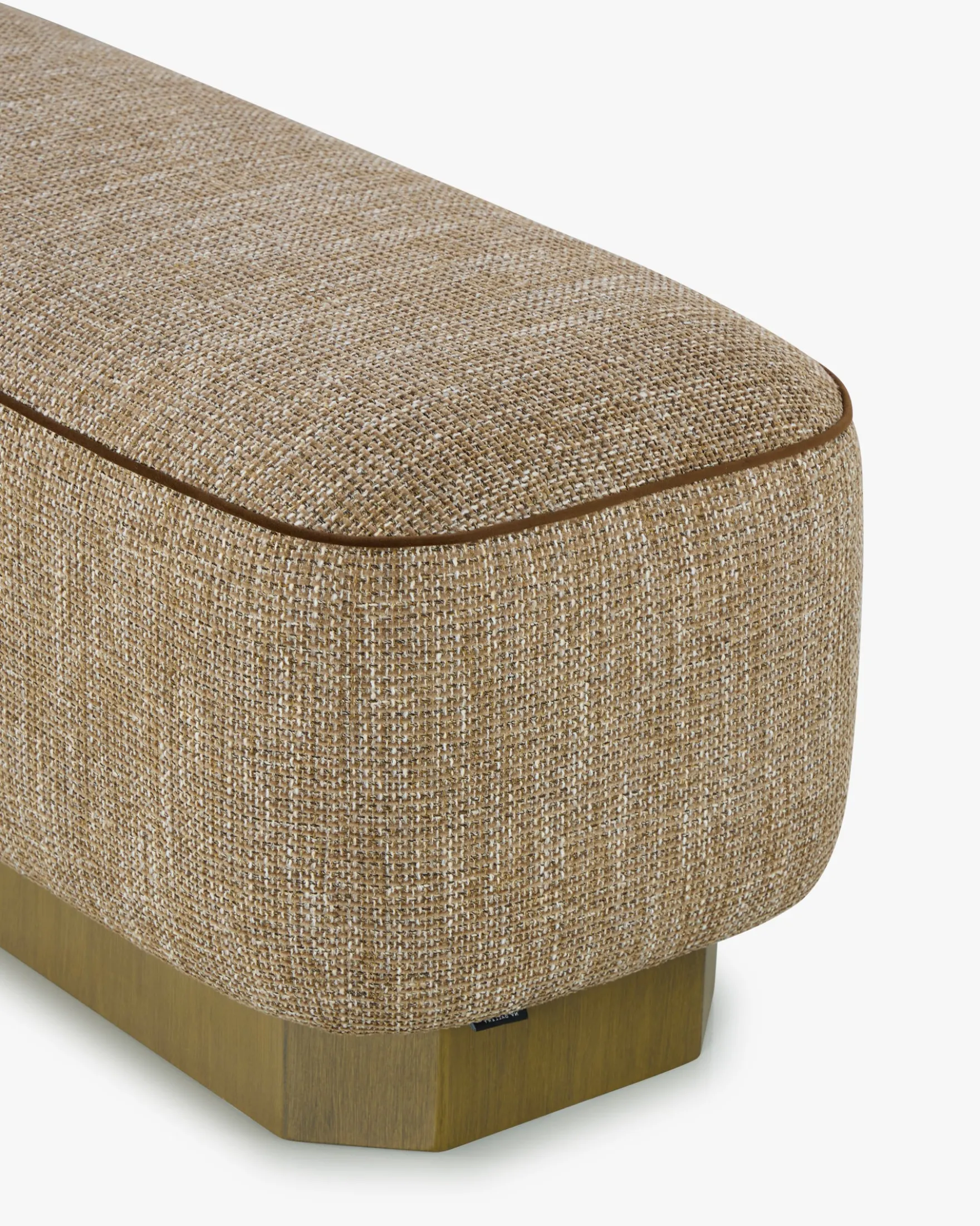 Banc, Tweed taupe sésame & Bois peint en bronze, L116 Alyss
