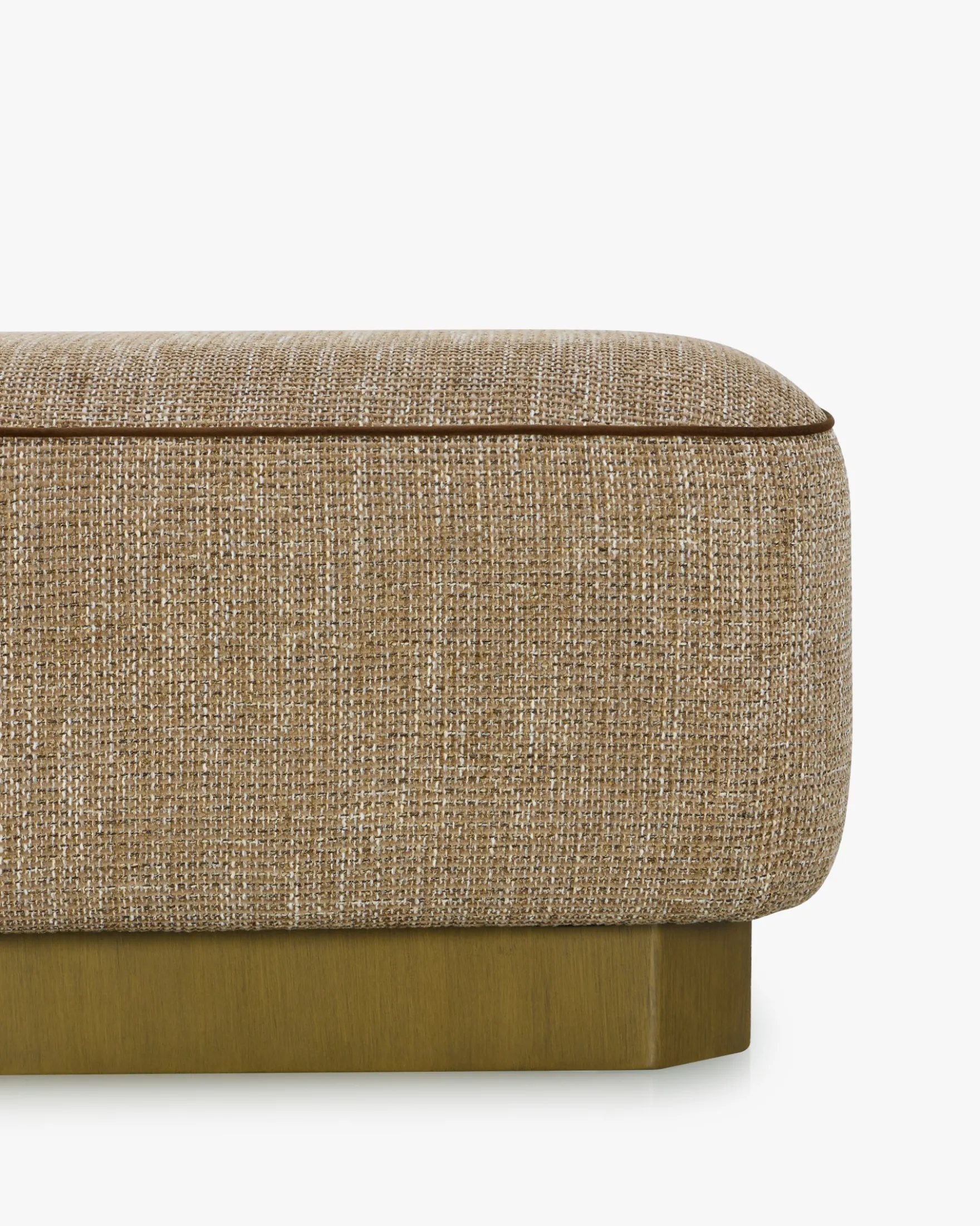 Banc, Tweed taupe sésame & Bois peint en bronze, L116 Alyss
