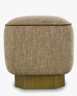 Banc, Tweed taupe sésame & Bois peint en bronze, L116 Alyss