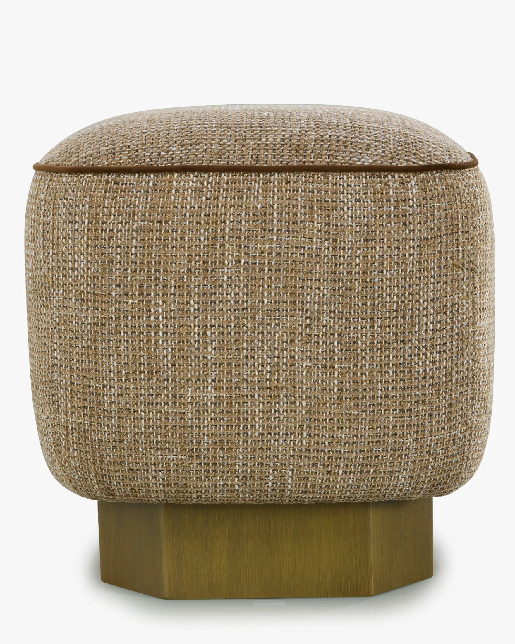 Banc, Tweed taupe sésame & Bois peint en bronze, L116 Alyss