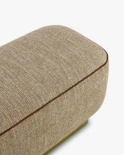 Banc, Tweed taupe sésame & Bois peint en bronze, L116 Alyss
