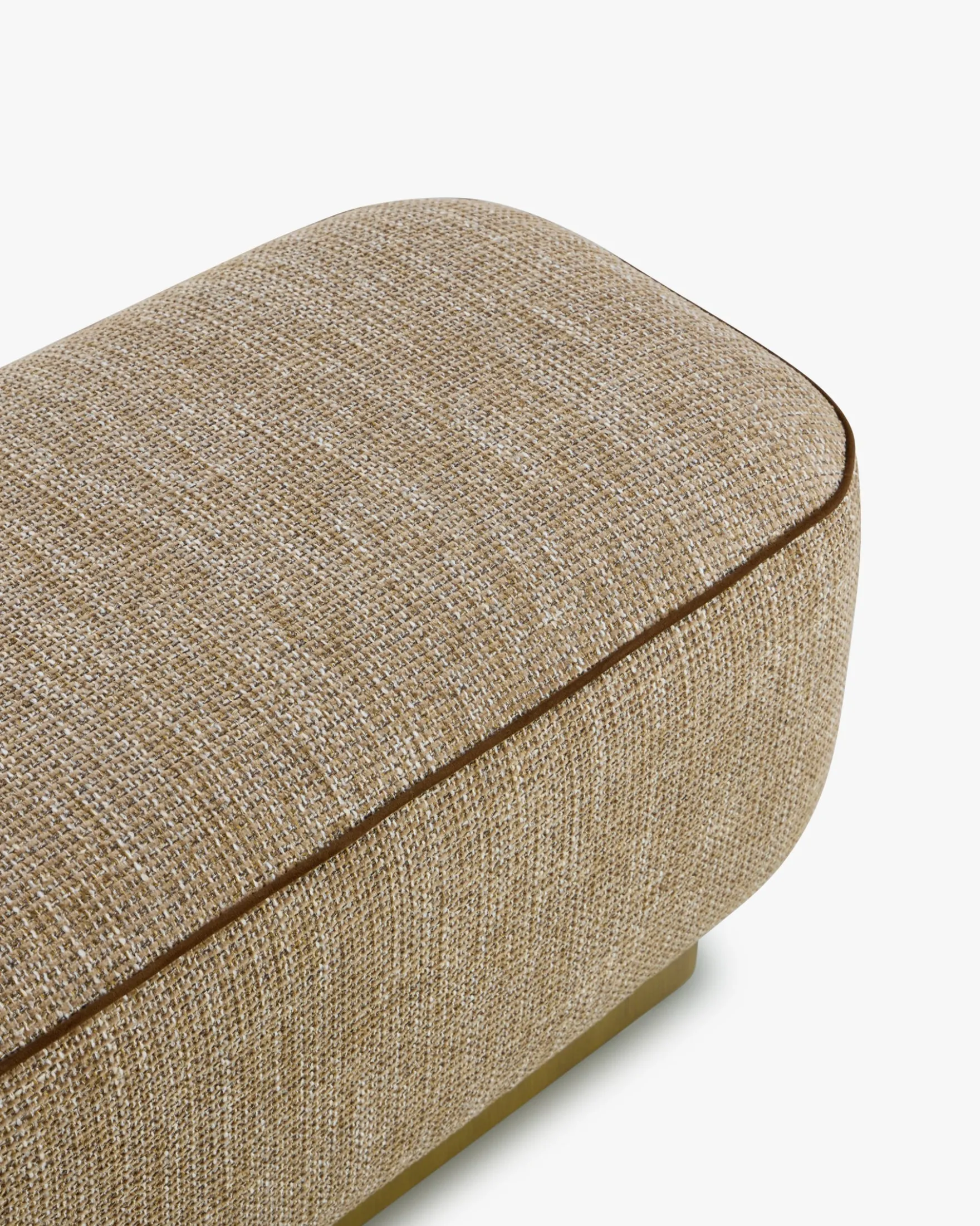 Banc, Tweed taupe sésame & Bois peint en bronze, L116 Alyss