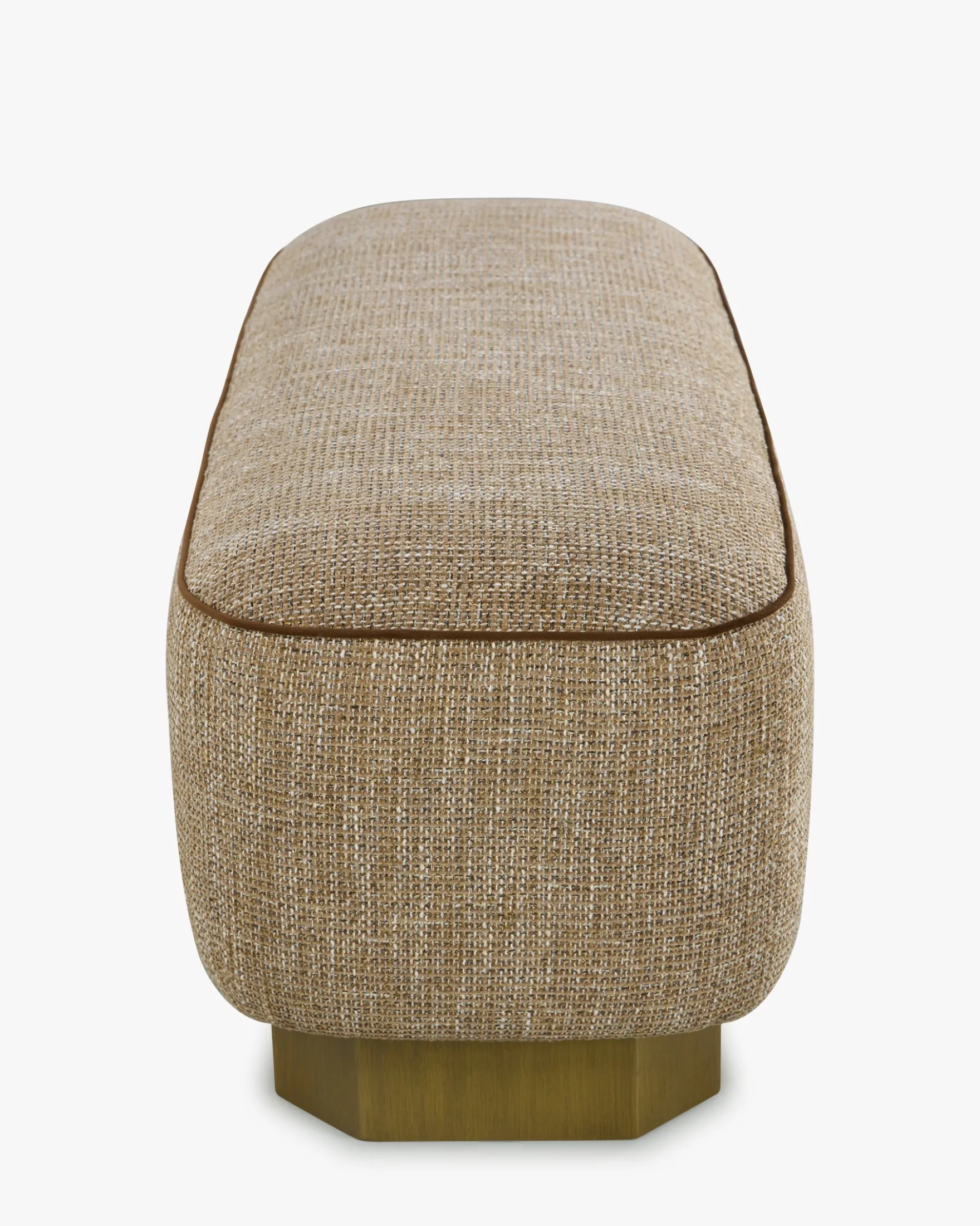 Banc, Tweed taupe sésame & Bois peint en bronze, L116 Alyss