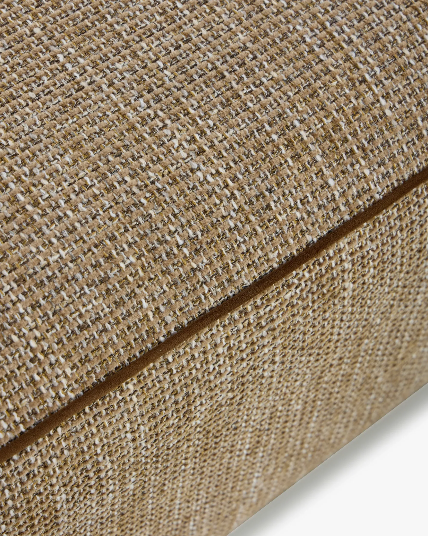 Banc, Tweed taupe sésame & Bois peint en bronze, L116 Alyss