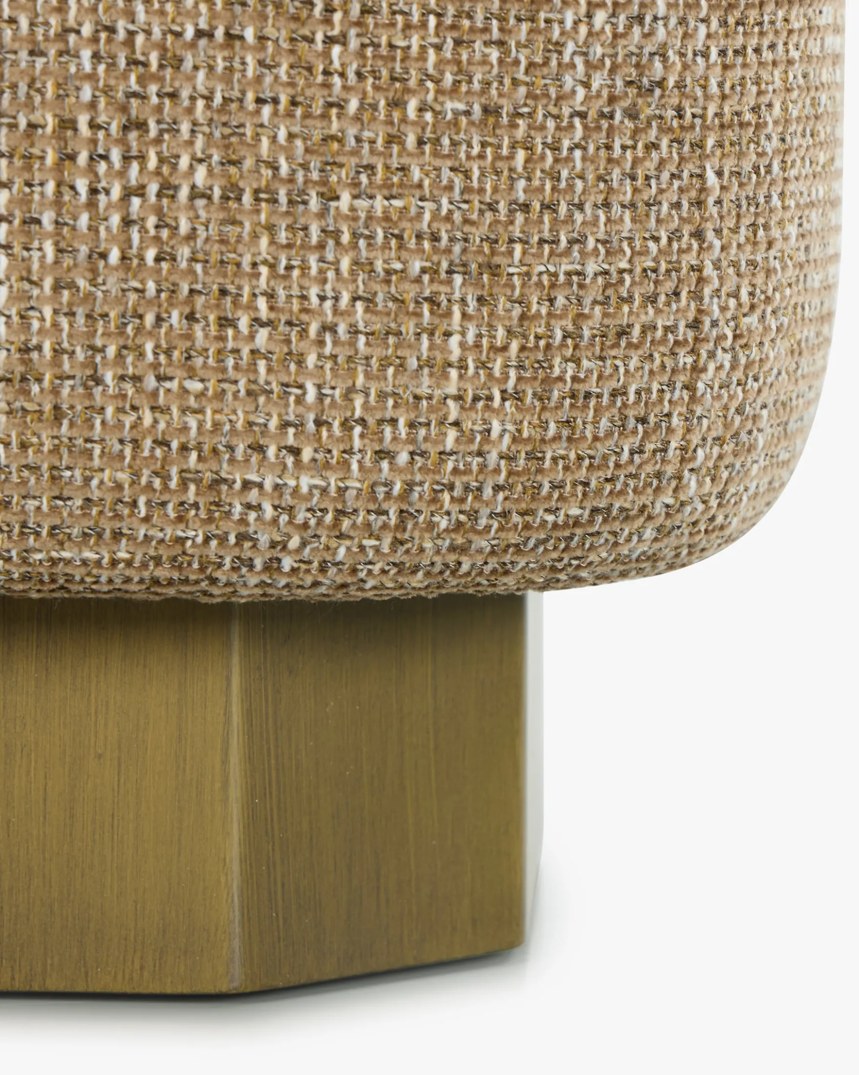 Banc, Tweed taupe sésame & Bois peint en bronze, L116 Alyss