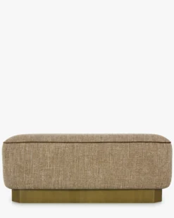Banc, Tweed taupe sésame & Bois peint en bronze, L116 Alyss