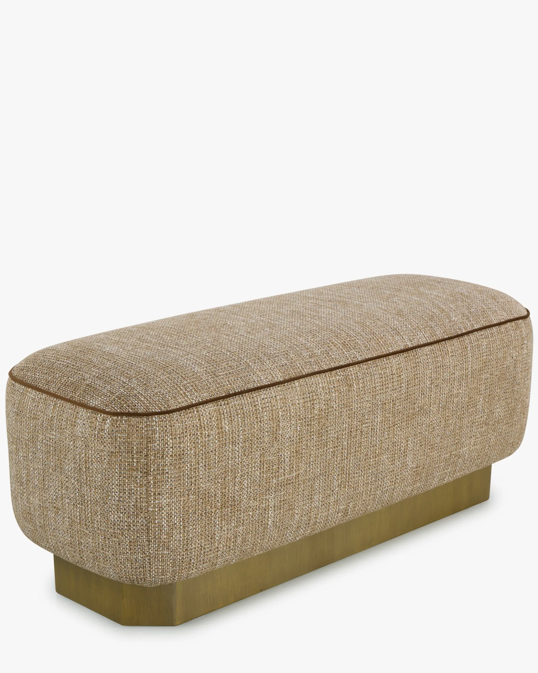 Banc, Tweed taupe sésame & Bois peint en bronze, L116 Alyss