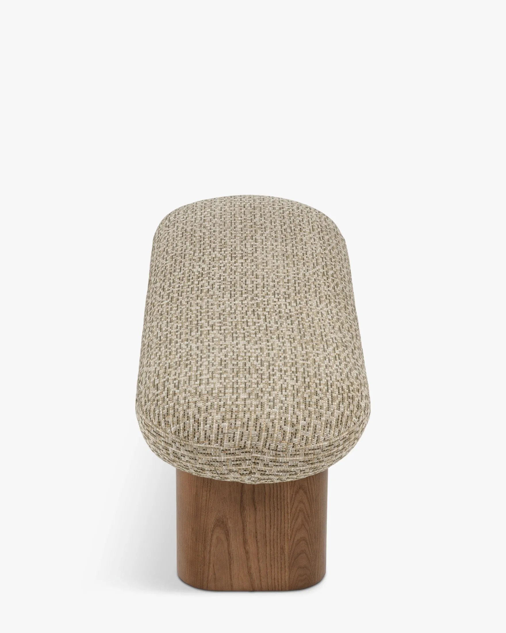 Banc, Tweed vert sauge doré & Frêne massif teinte noyer, L132.5 Popa