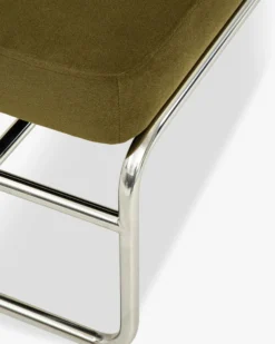 Banc, Velours vert mousse, acier chromé, L135 Kyra