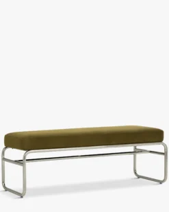 Banc, Velours vert mousse, acier chromé, L135 Kyra