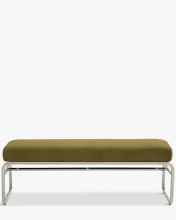 Banc, Velours vert mousse, acier chromé, L135 Kyra