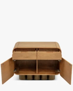 Buffet, Bois blond & bronze brossé, L100 Leylia