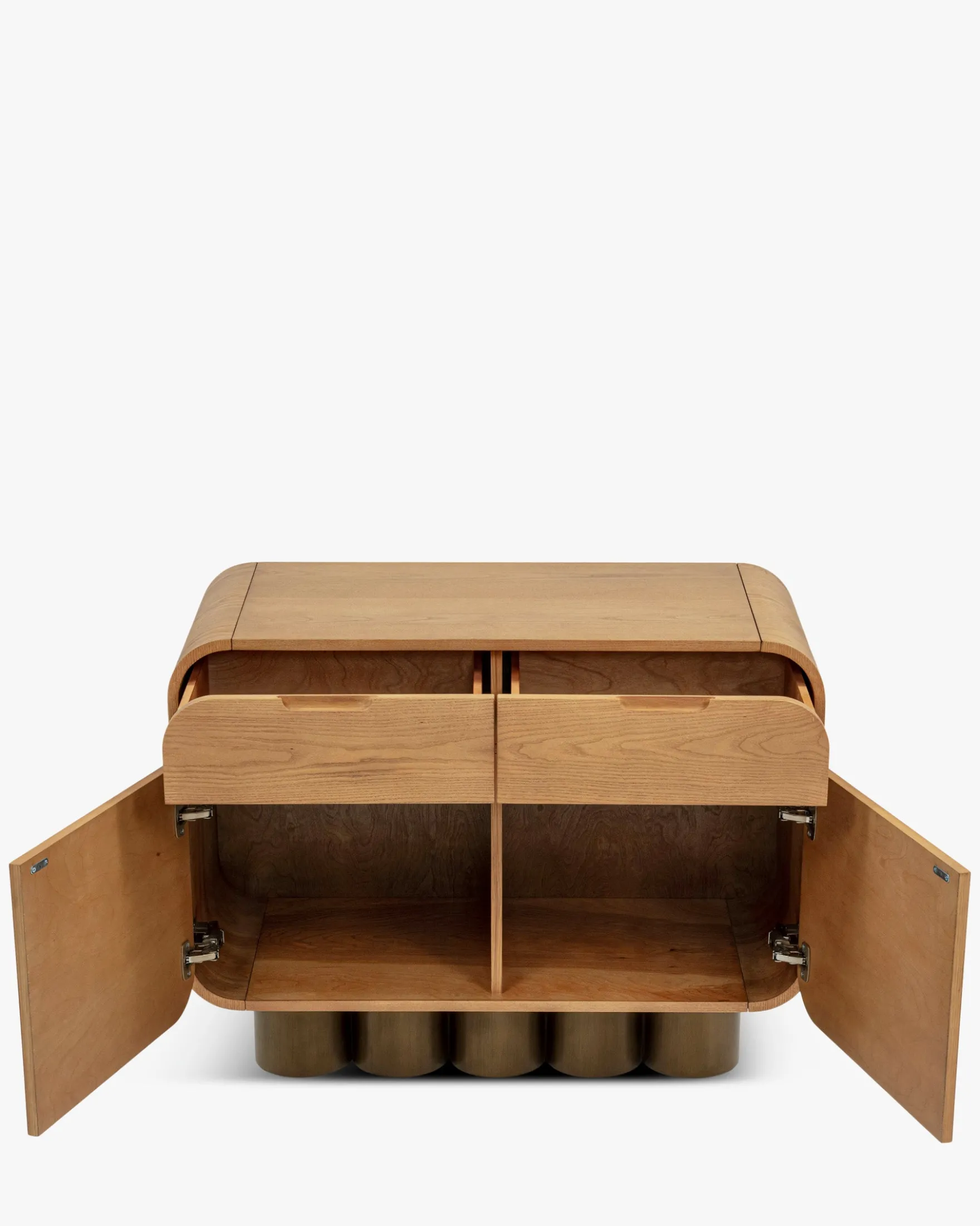 Buffet, Bois blond & bronze brossé, L100 Leylia