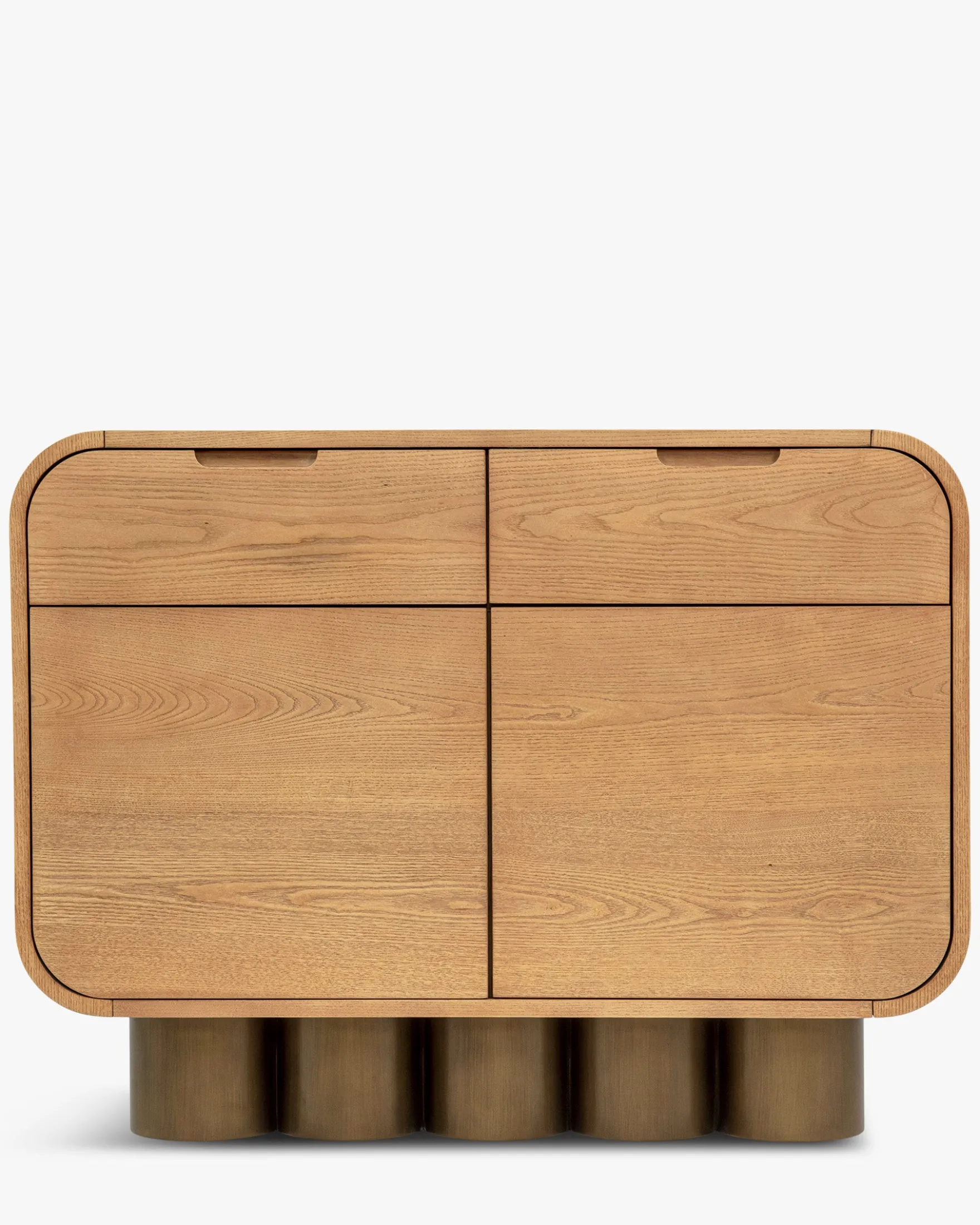 Buffet, Bois blond & bronze brossé, L100 Leylia
