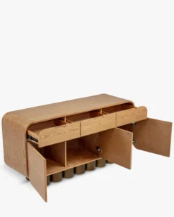 Buffet, Bois blond & bronze brossé, L150 Leylia