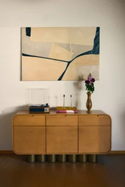 Buffet, Bois blond & bronze brossé, L150 Leylia