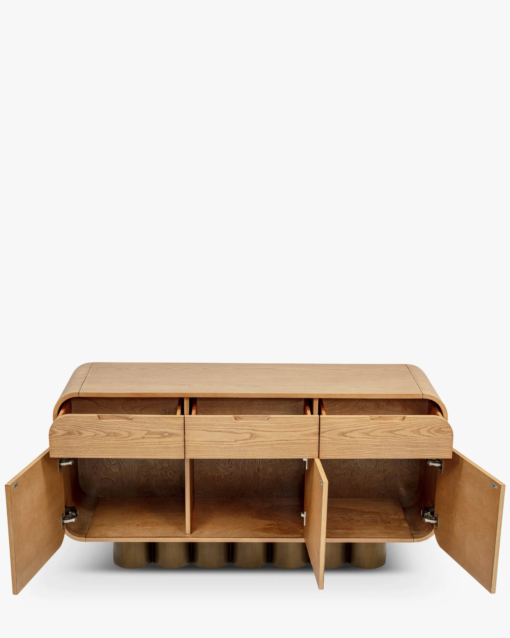 Buffet, Bois blond & bronze brossé, L150 Leylia