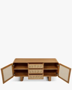 Buffet, Cannage naturel & bois blond, L160 Oxford