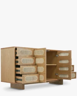 Buffet, Cannage naturel & bois blond, L150 Mayfair