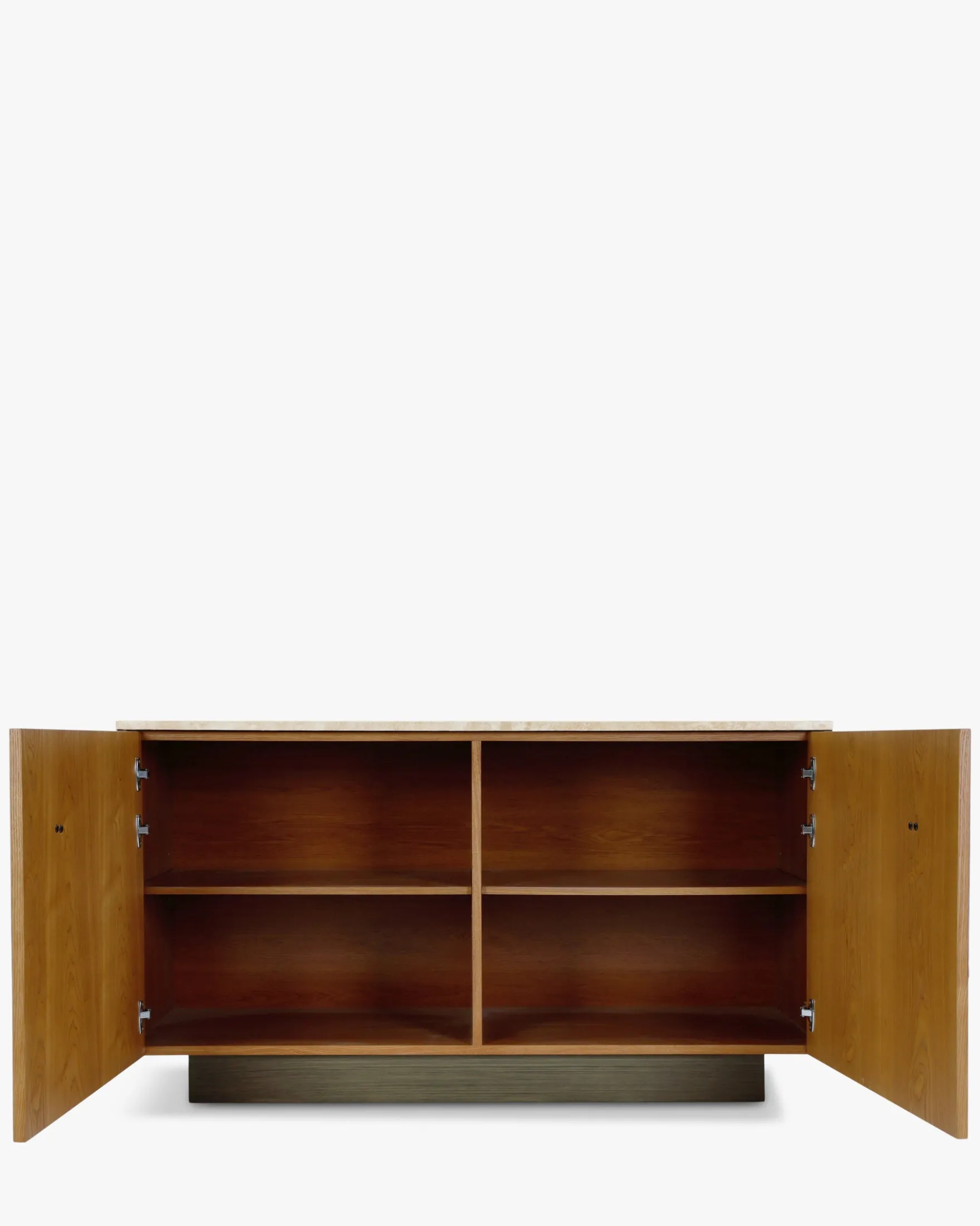 Buffet, Travertin, bois blond & bronze, L140 Stamford