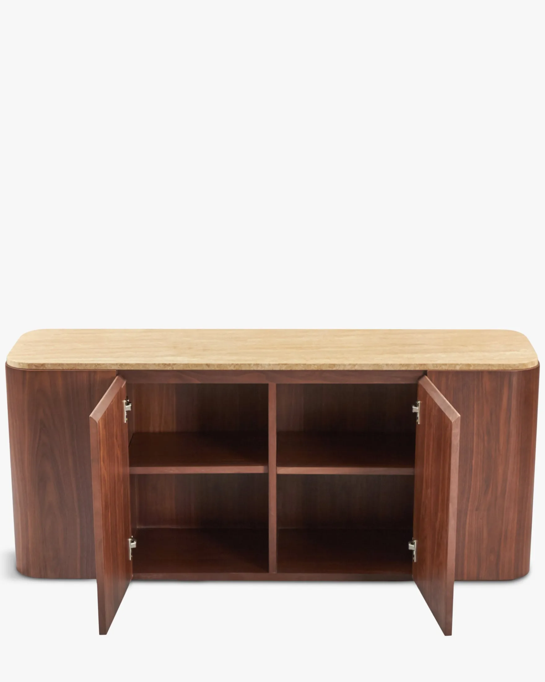 Buffet, Travertin waterproof & bois de noyer, L140 Orion