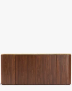Buffet, Travertin waterproof & bois de noyer, L140 Orion
