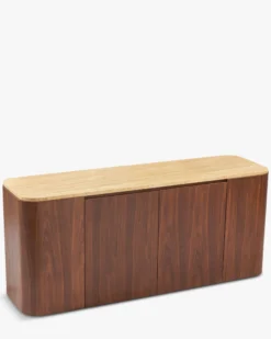 Buffet, Travertin waterproof & bois de noyer, L140 Orion