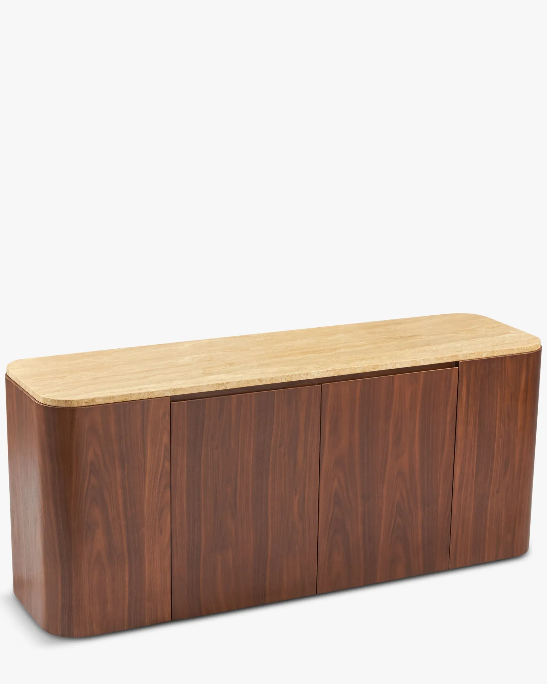 Buffet, Travertin waterproof & bois de noyer, L140 Orion