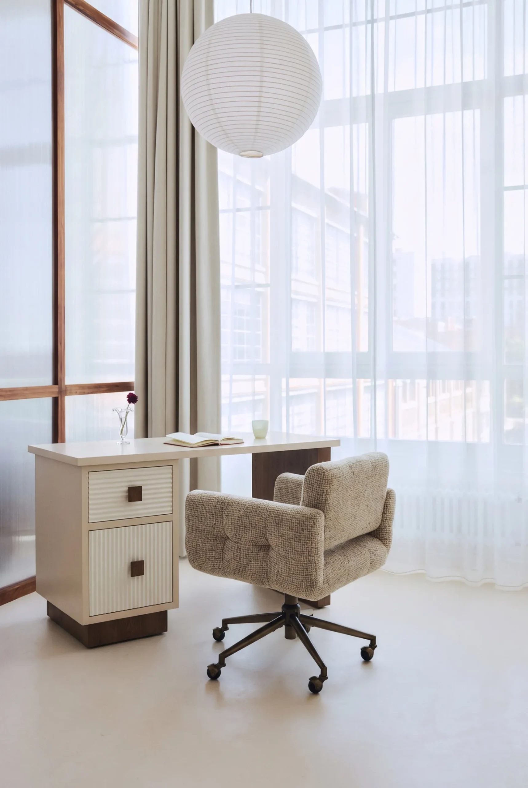 Bureau, Bois beige & Bois teinte noyer, L140 Archi