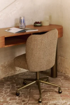 Bureau, Bois blond & métal bronze, L160 Sheldon