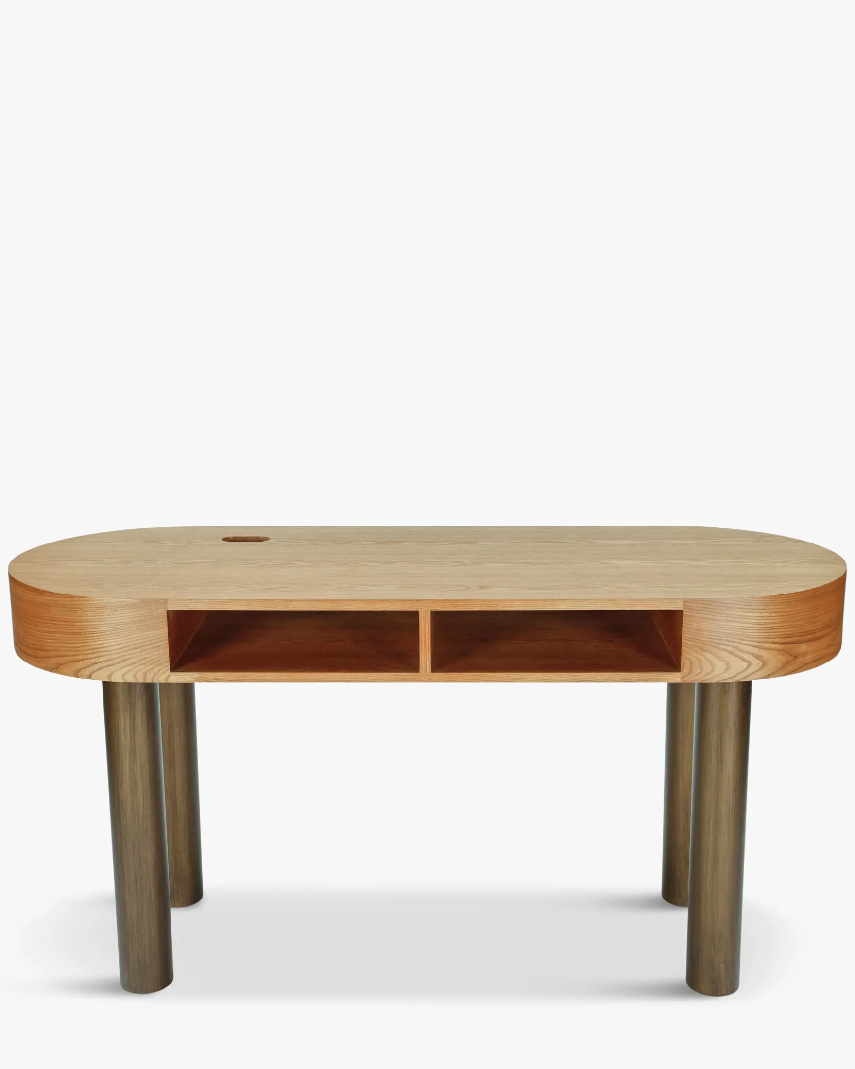 Bureau, Bois blond & métal bronze, L160 Sheldon