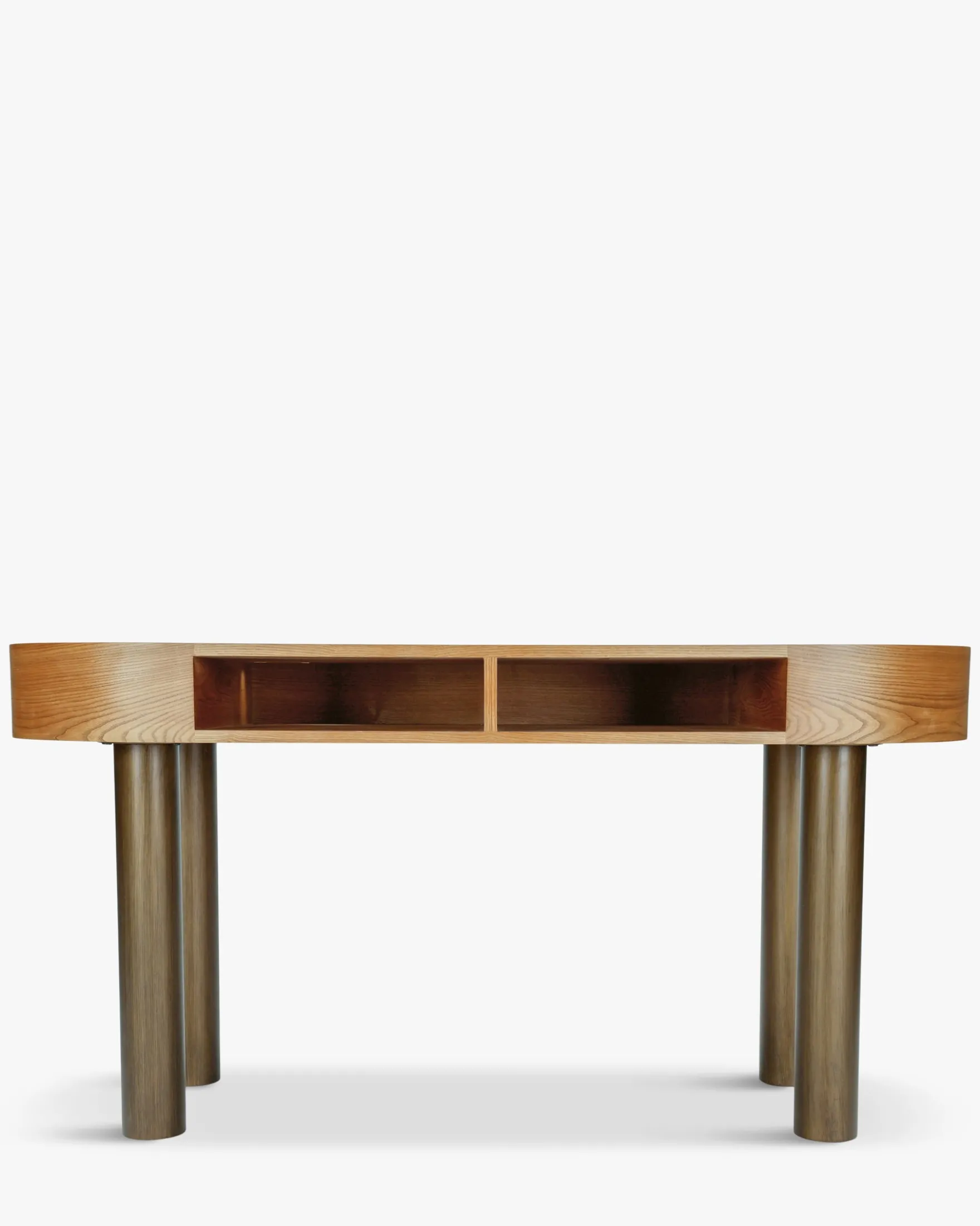 Bureau, Bois blond & métal bronze, L160 Sheldon
