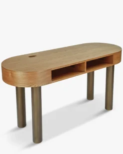 Bureau, Bois blond & métal bronze, L160 Sheldon