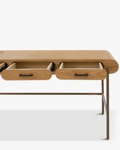 Bureau, Bois blond & métal chocolat brossé Drysdale