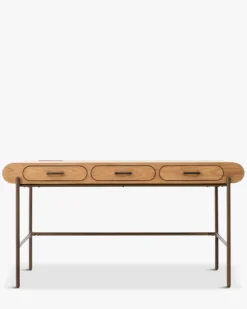 Bureau, Bois blond & métal chocolat brossé Drysdale