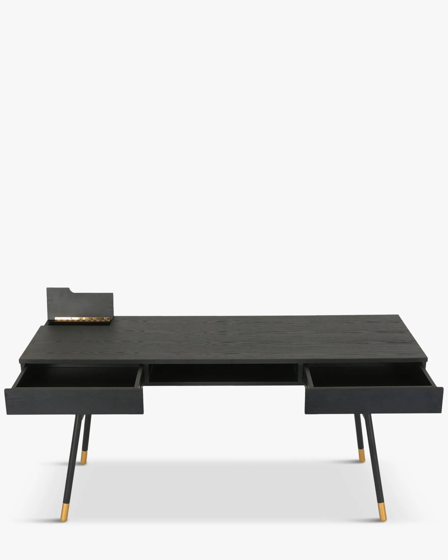 Bureau, Bois de frêne, métal noir & doré, L160 Solomon
