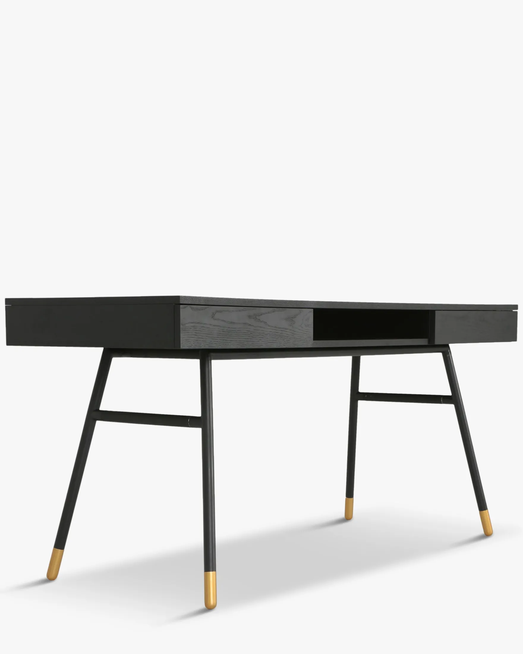 Bureau, Bois de frêne, métal noir & doré, L160 Solomon