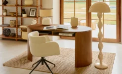 Bureau, Bois de frêne teinte noyer, L160 Elipse