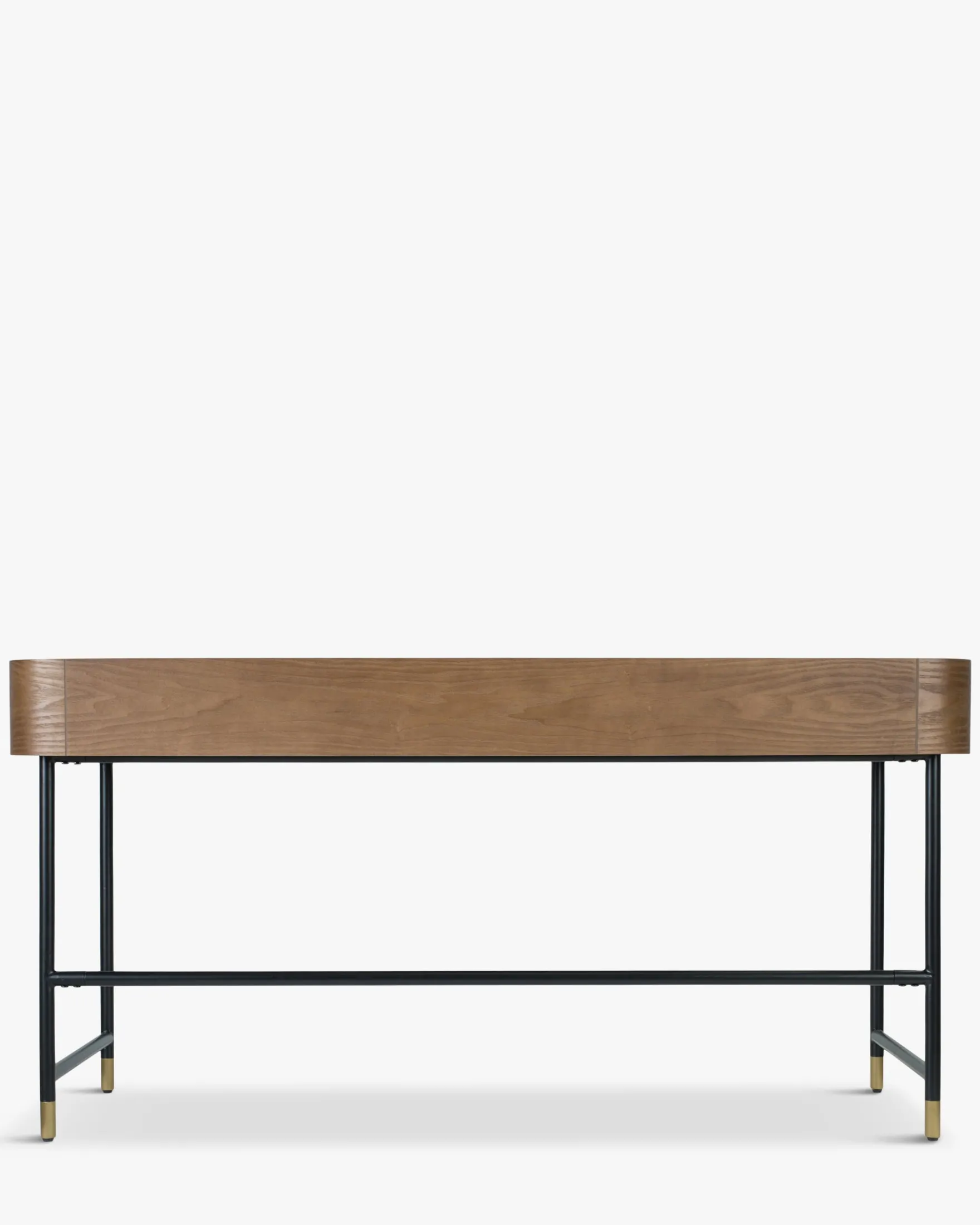 Bureau, Bois de frêne teinte noyer, métal noir & doré, L160 Jeffrey